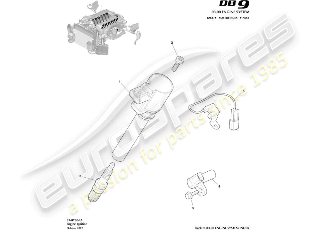 aston martin db9 (2015) ignition part diagram