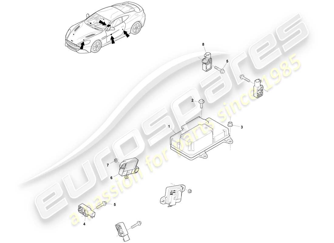 aston martin vanquish (2013) restraint electronics part diagram