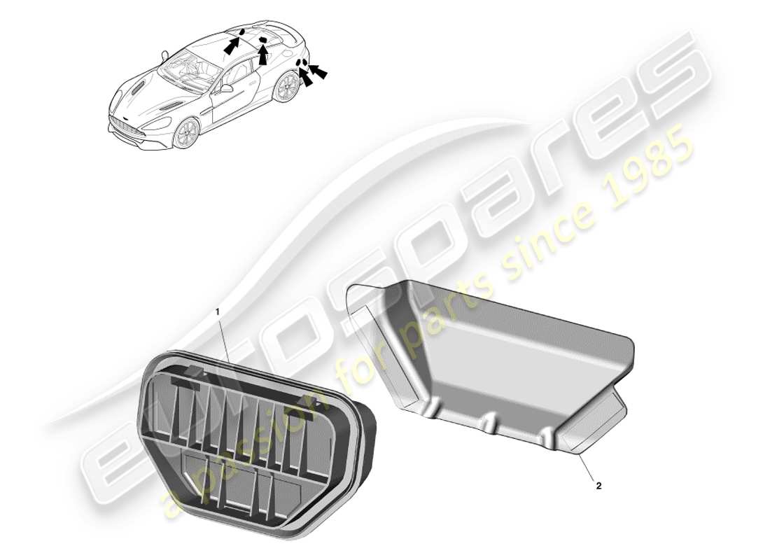 aston martin vanquish (2013) air extraction components part diagram