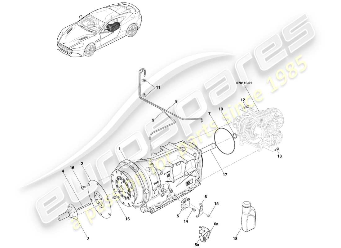 aston martin vanquish (2013) transmission, 8spd part diagram