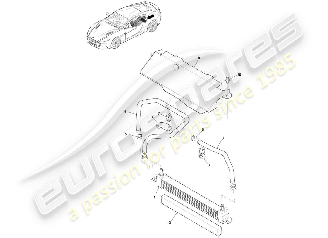 aston martin vanquish (2013) transmission oil cooler part diagram