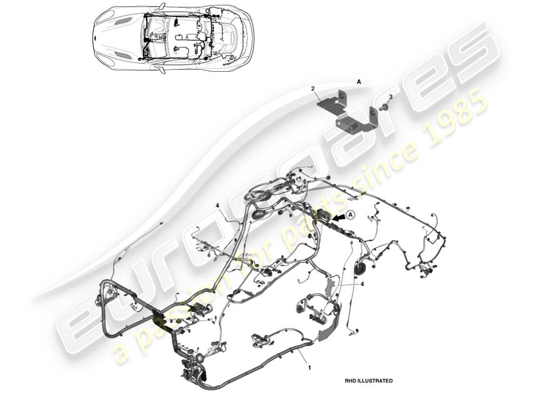 aston martin vanquish (2013) body harness, coupe part diagram