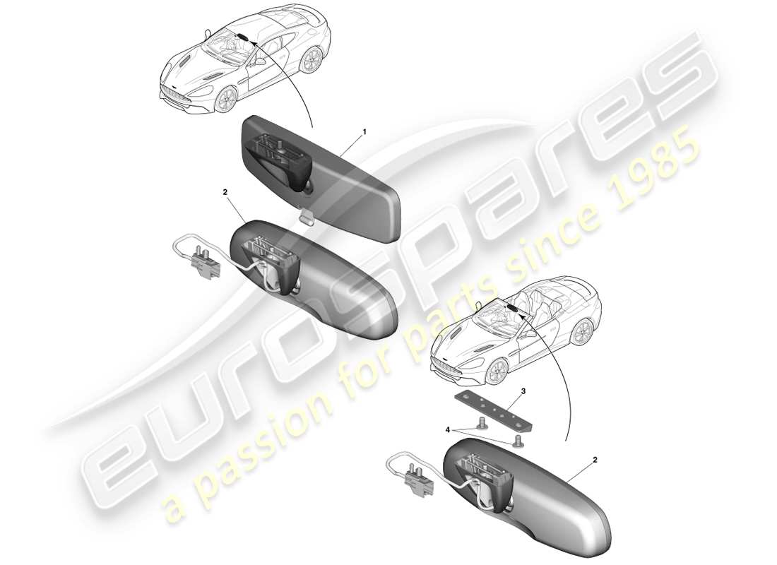 aston martin vanquish (2013) interior mirror part diagram