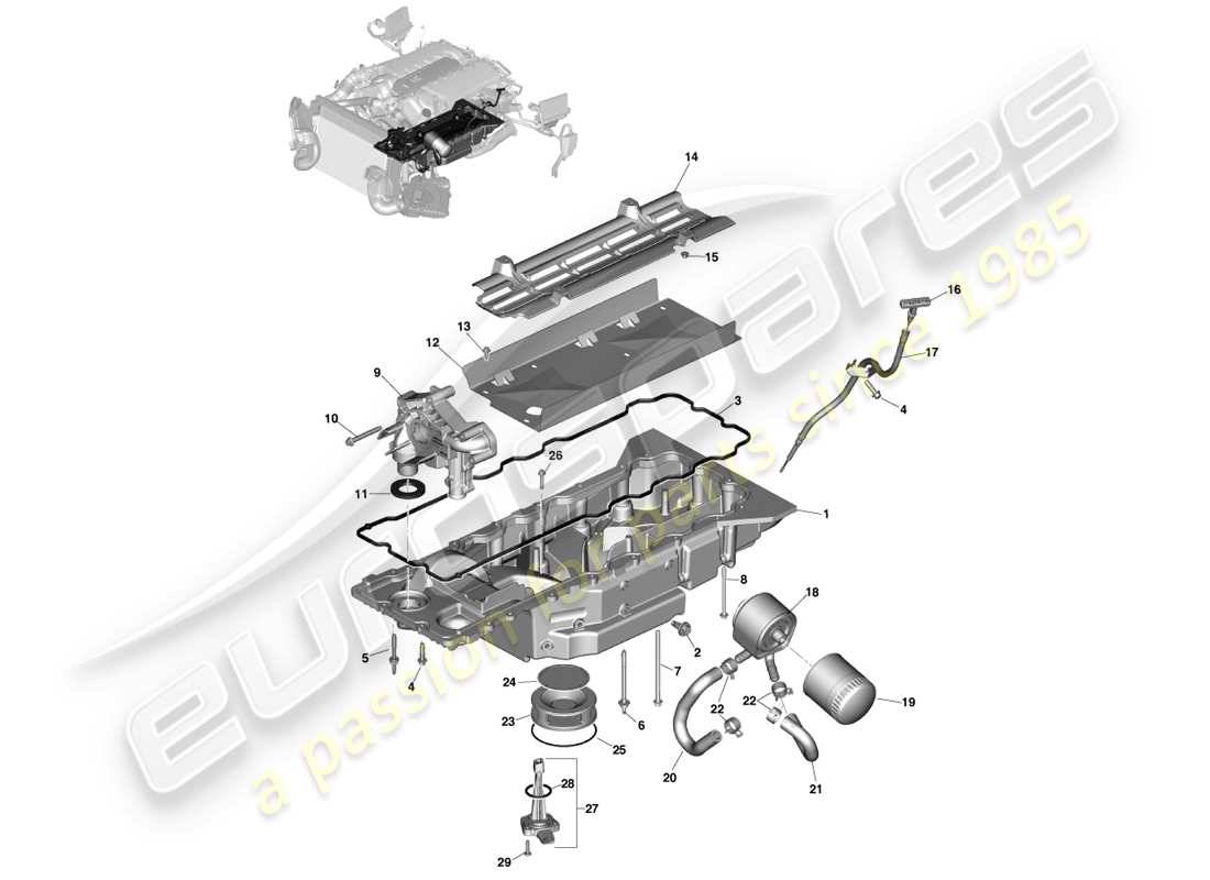 aston martin vanquish (2013) engine lubrication part diagram