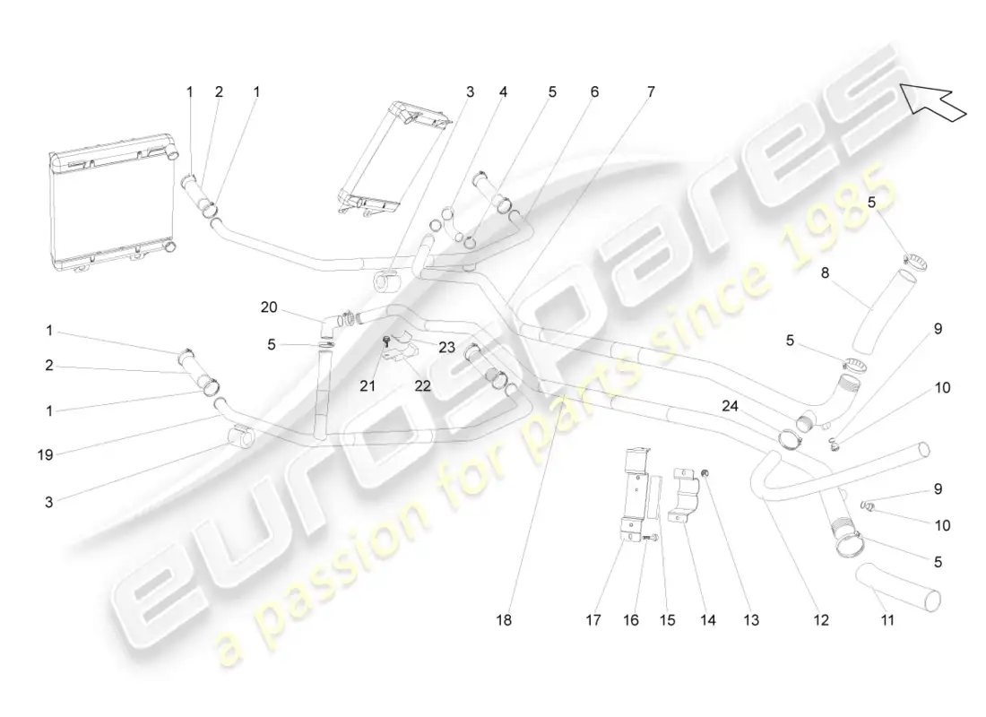 lamborghini gallardo spyder (2006) coolant cooling system part diagram