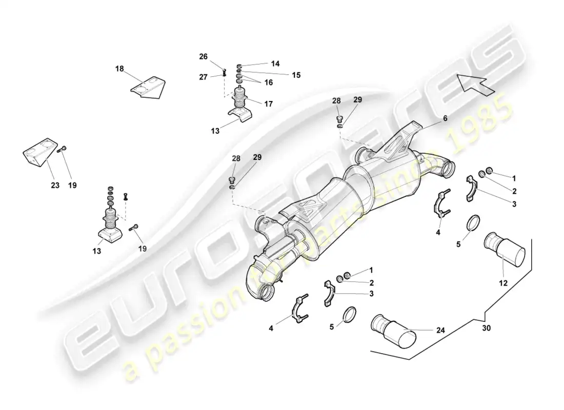 lamborghini superleggera (2008) rear silencer parts diagram