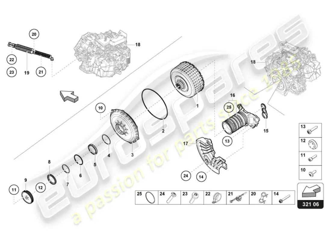 lamborghini tecnica (2024) multi-plate clutch for dual clutch gearbox parts diagram
