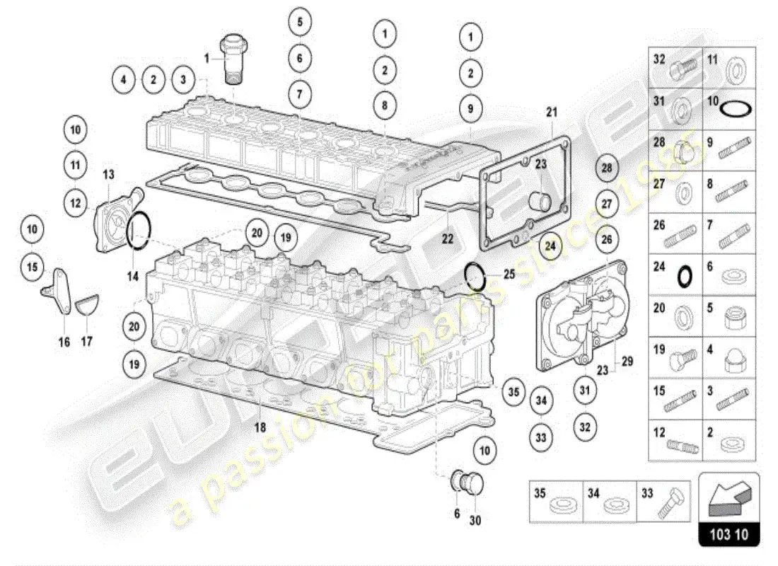 lamborghini diablo vt (1999) right head accessories parts diagram