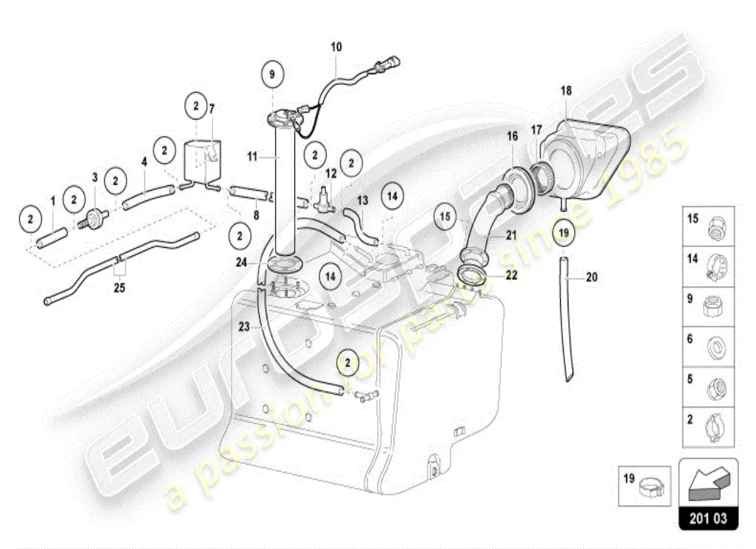 lamborghini diablo vt (1997) fuel tank parts diagram
