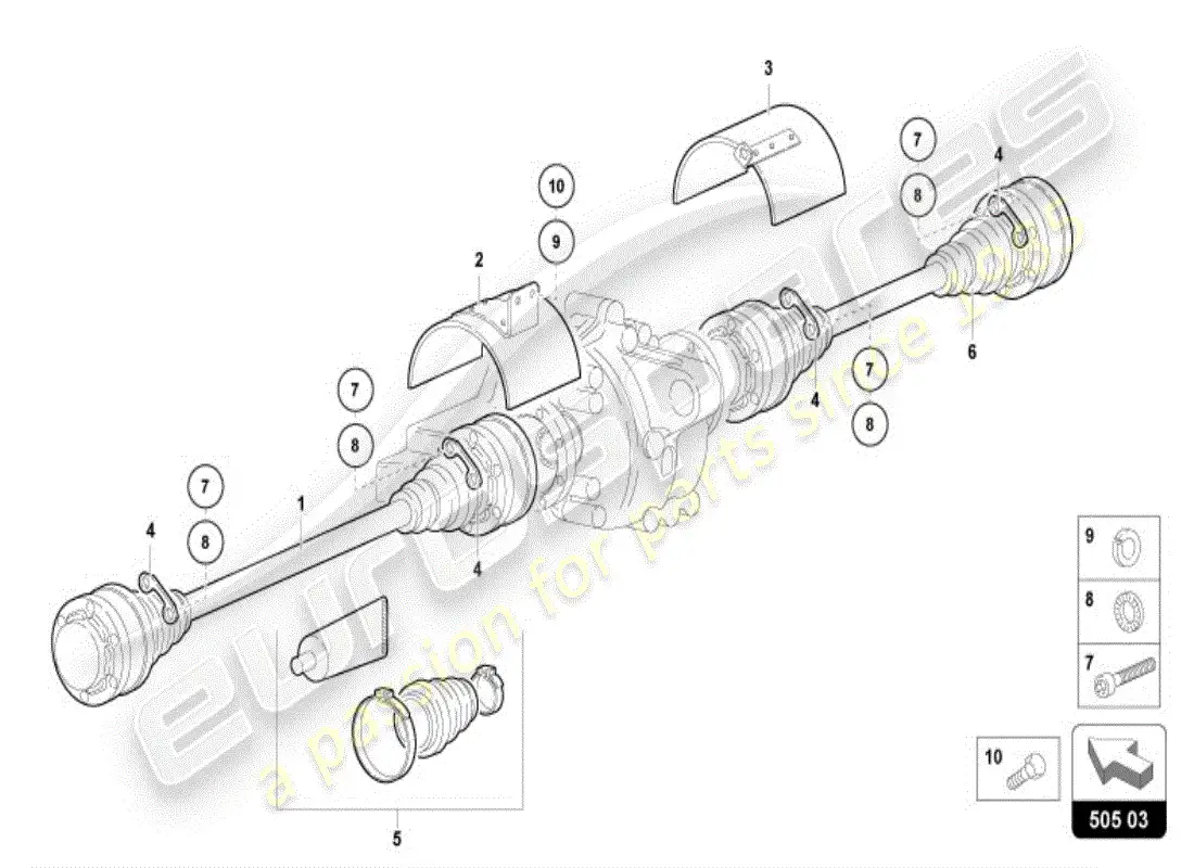 lamborghini diablo vt (1998) axle shaft rear parts diagram