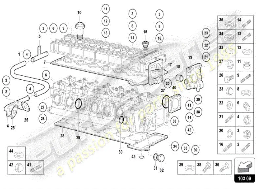 lamborghini diablo vt (1998) left head accessories parts diagram