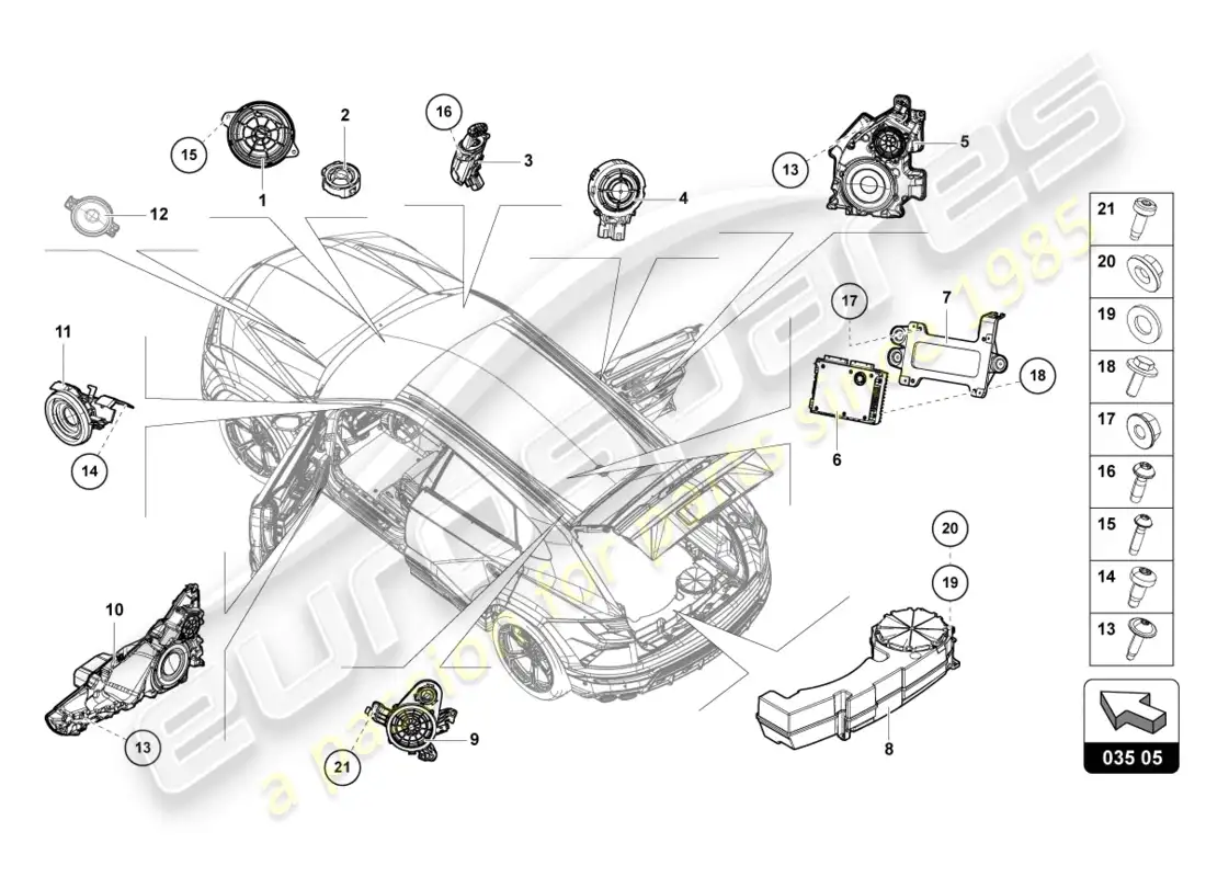 lamborghini urus (2021) electrical parts for audio system parts diagram