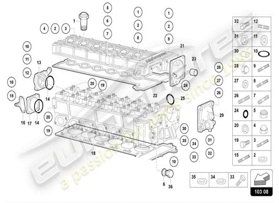 lamborghini diablo vt (1998) right head accessories parts diagram