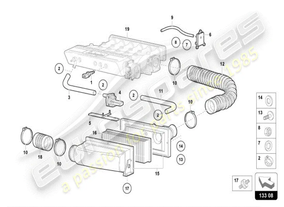 lamborghini diablo vt (1997) air filter parts diagram