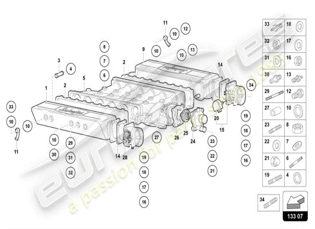 lamborghini diablo vt (1997) intake manifold parts diagram