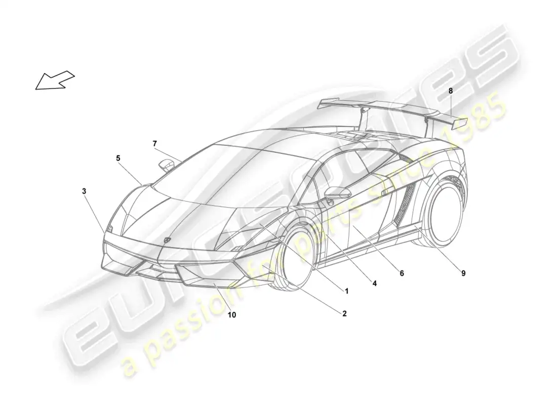 lamborghini blancpain sts (2013) decorative adhesive strips parts diagram