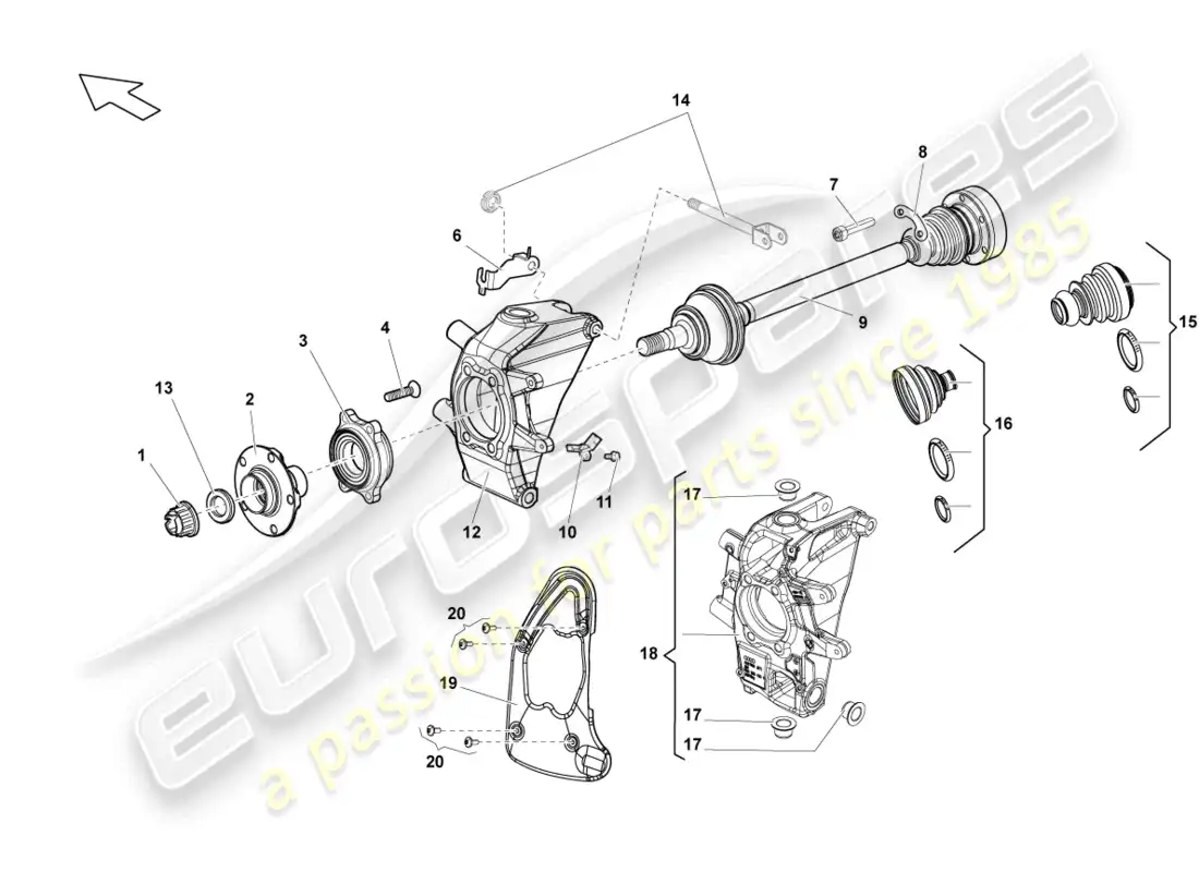 lamborghini lp550-2 spyder (2013) drive shaft rear parts diagram