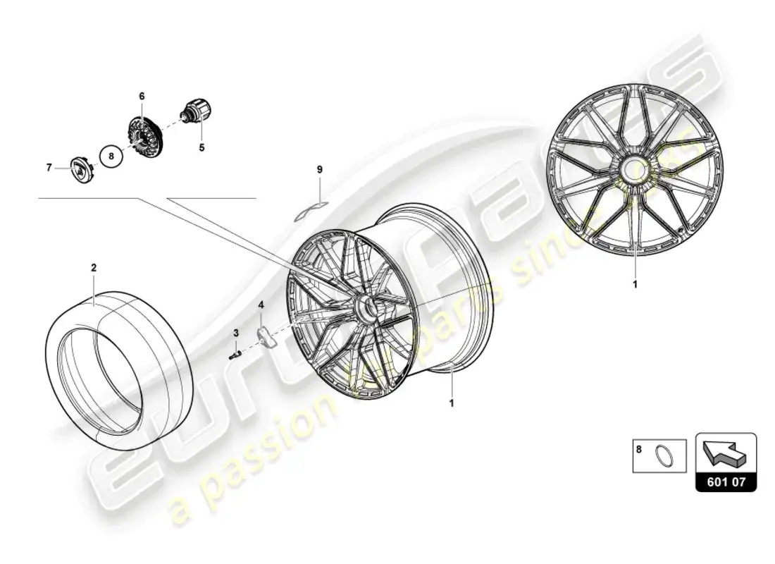 lamborghini sian roadster (2021) wheels/tyres parts diagram