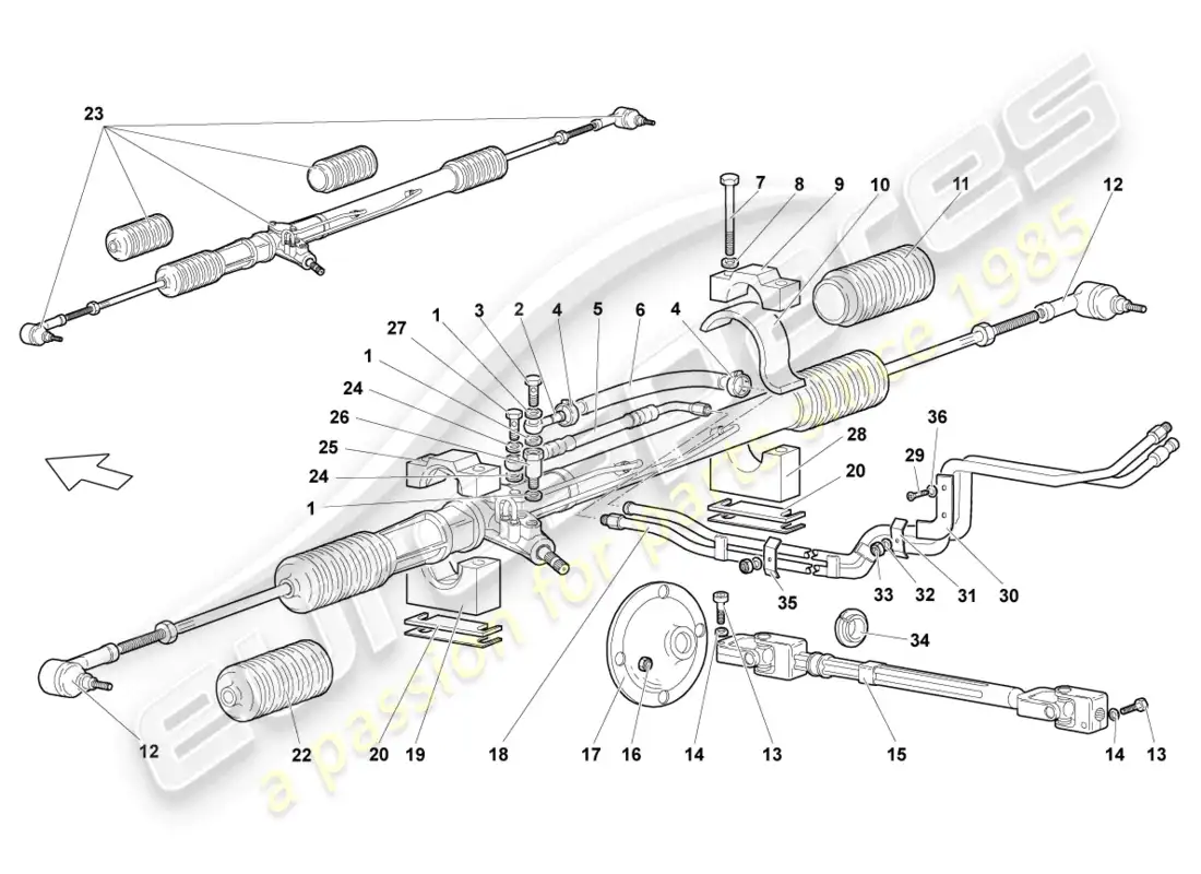 lamborghini reventon steering gear parts diagram