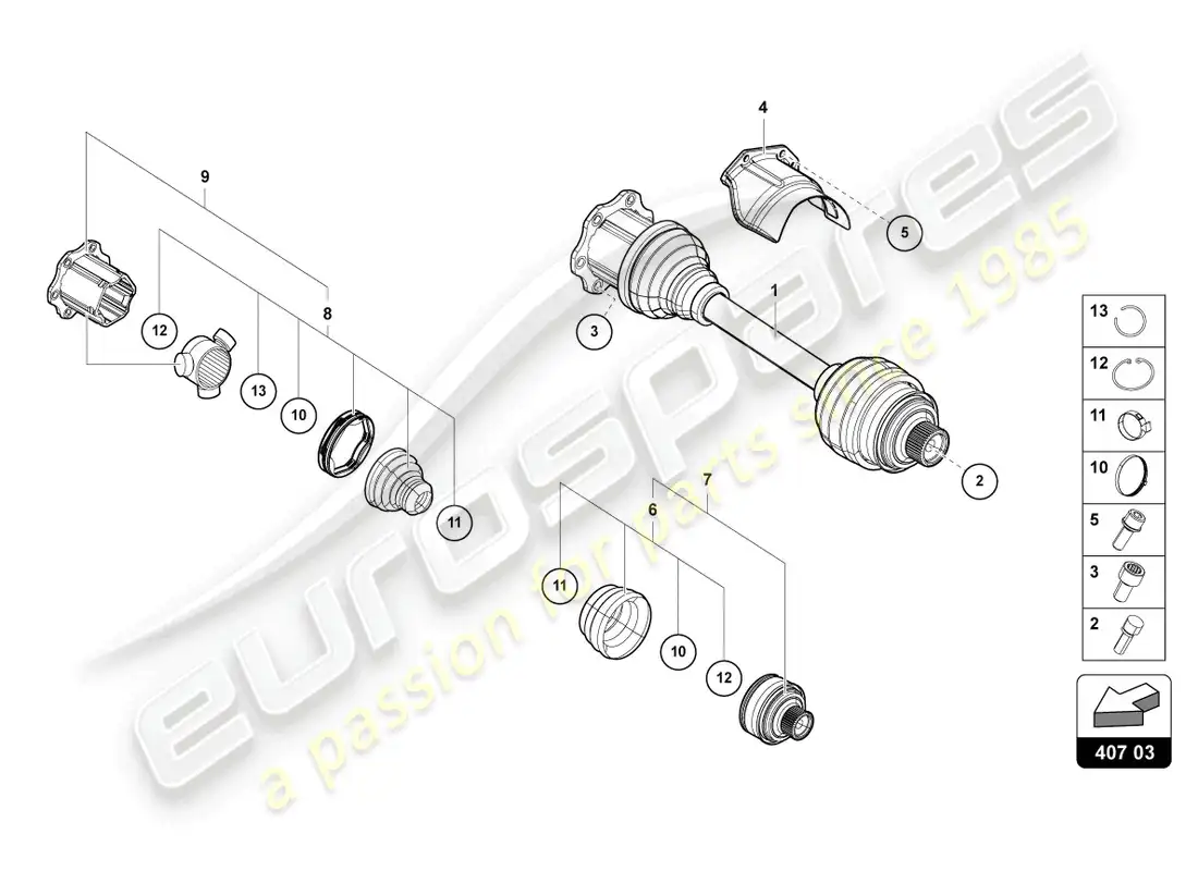 lamborghini urus (2021) drive shaft parts diagram
