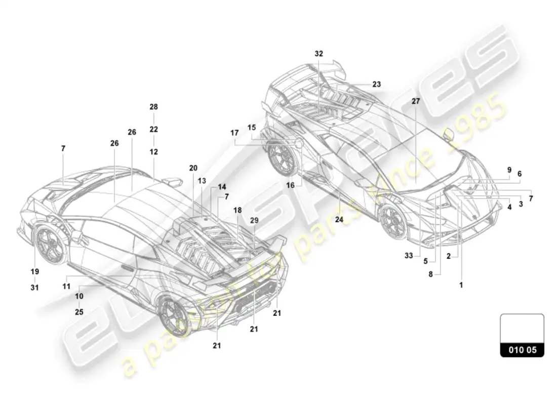 lamborghini sto (2024) inscriptions/lettering parts diagram