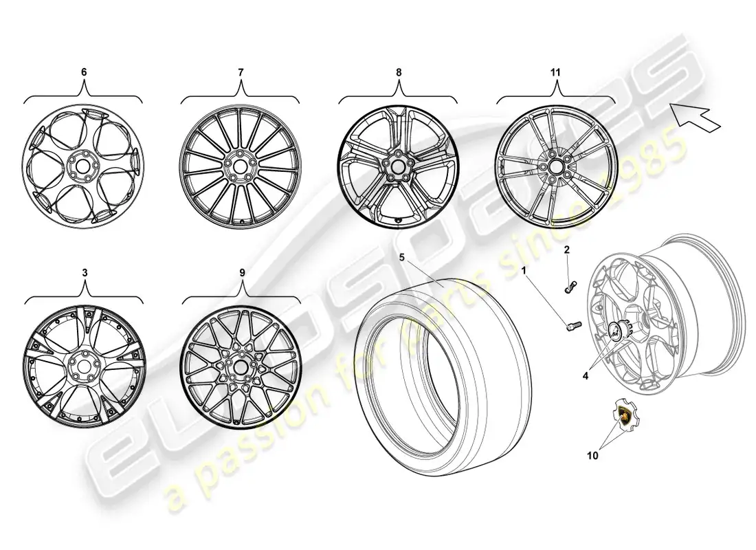 lamborghini lp550-2 spyder (2013) aluminium rim rear parts diagram