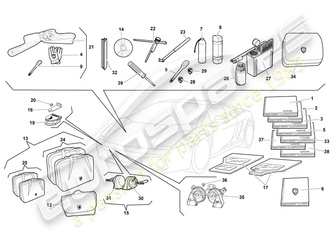 lamborghini lp560-4 coupe fl ii (2014) vehicle tools parts diagram