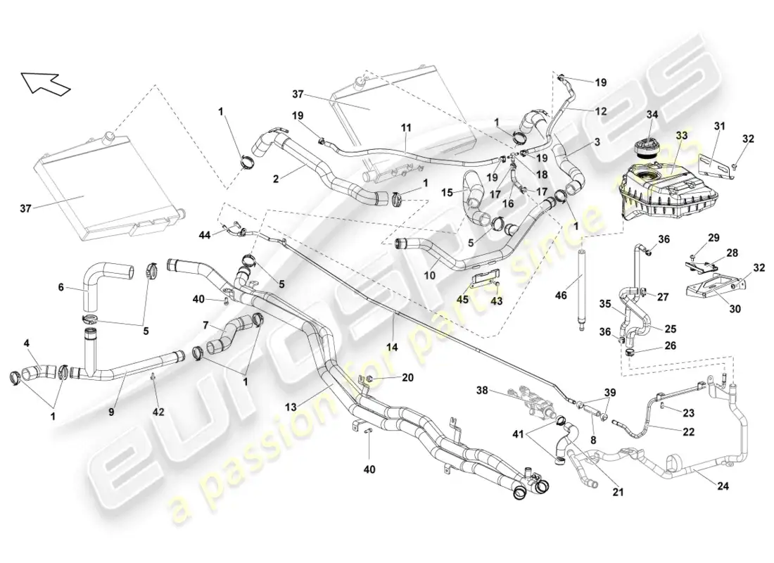 lamborghini lp570-4 sl (2012) coolant cooling system parts diagram