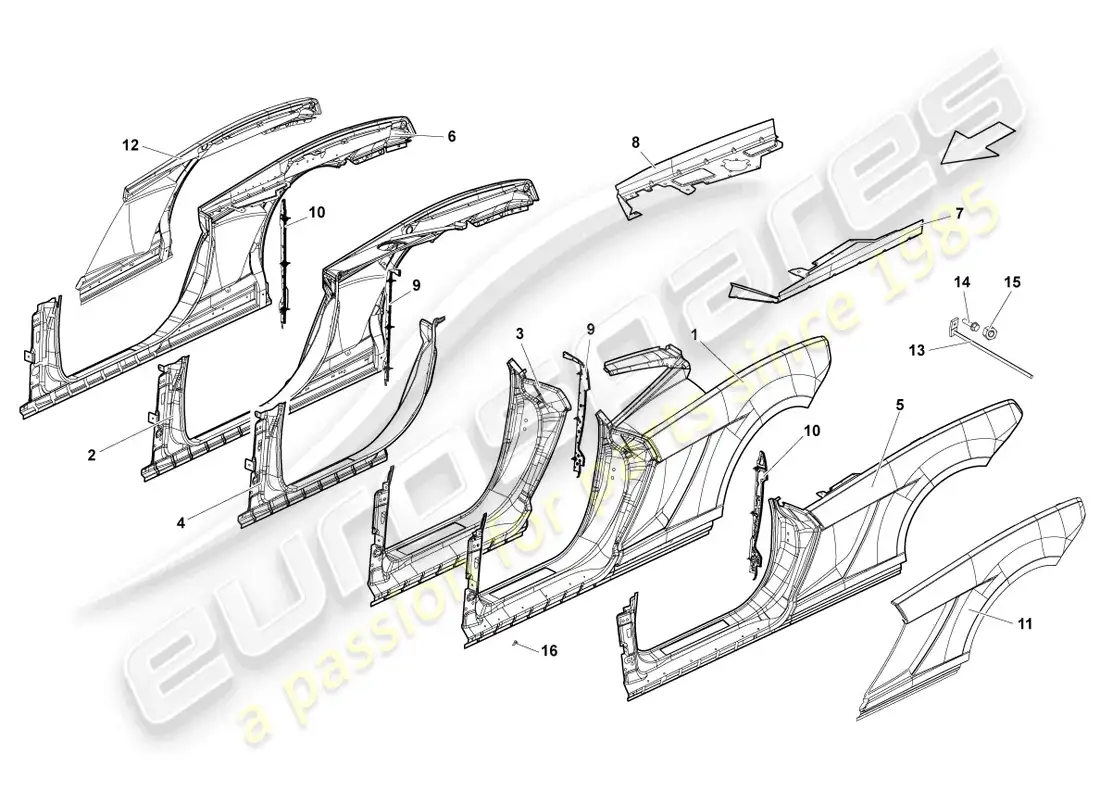 lamborghini lp570-4 sl (2012) door frame parts diagram