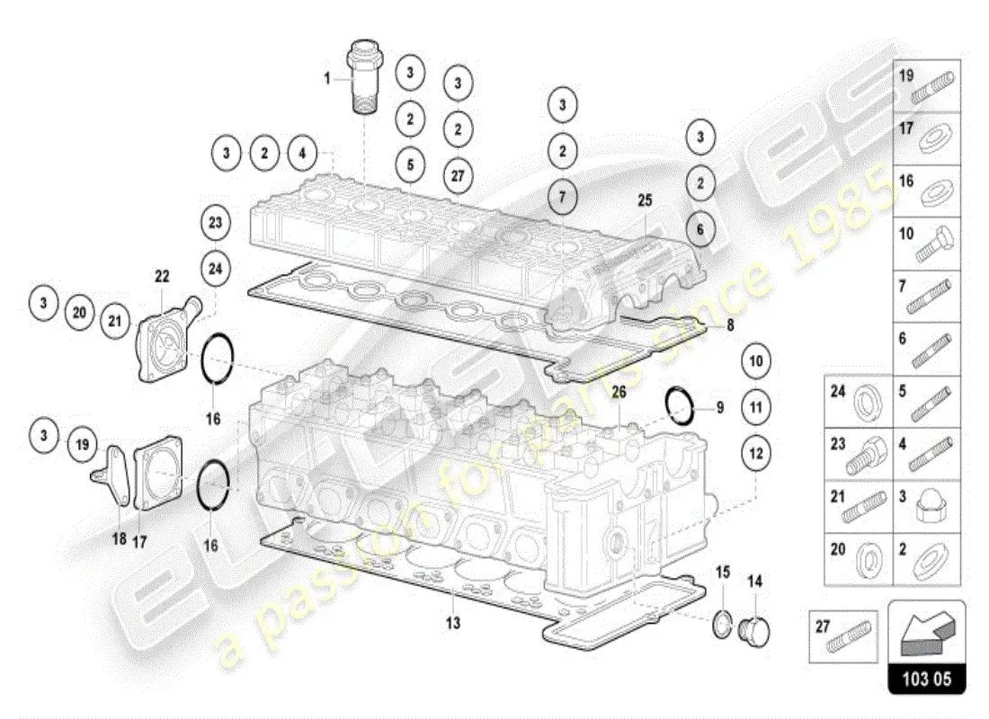 lamborghini diablo vt (1997) right head accessories parts diagram