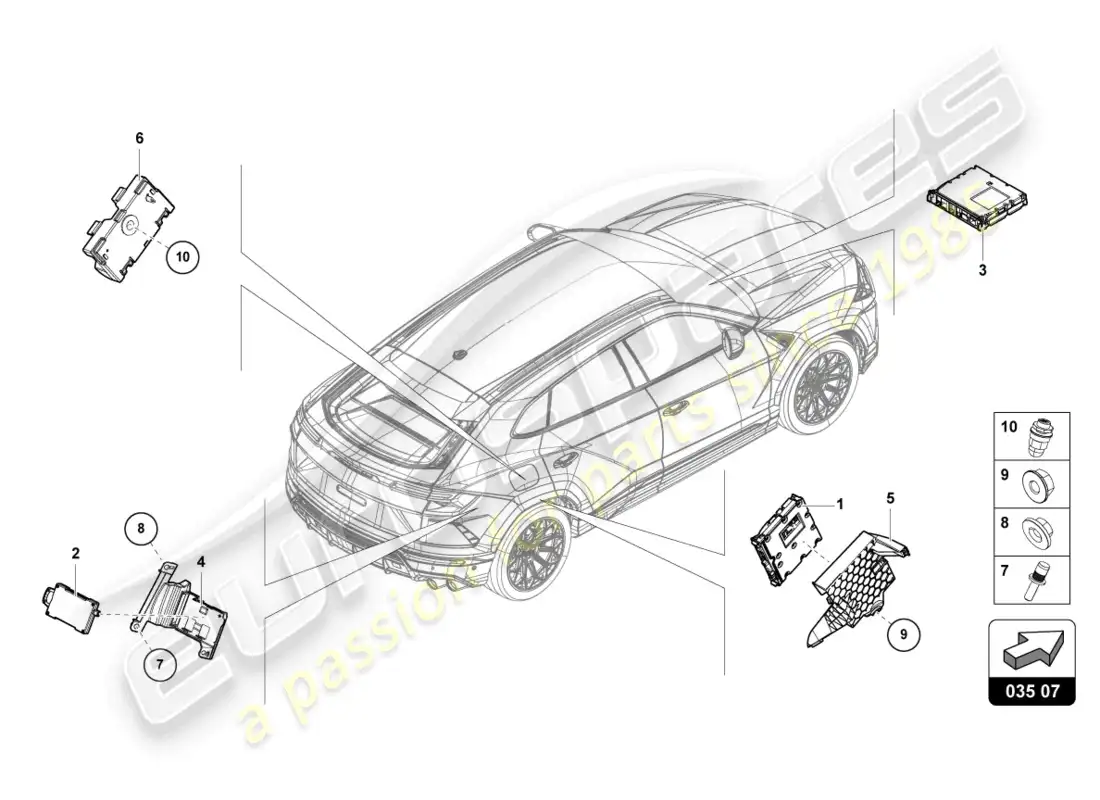 lamborghini urus (2021) tv tuner parts diagram