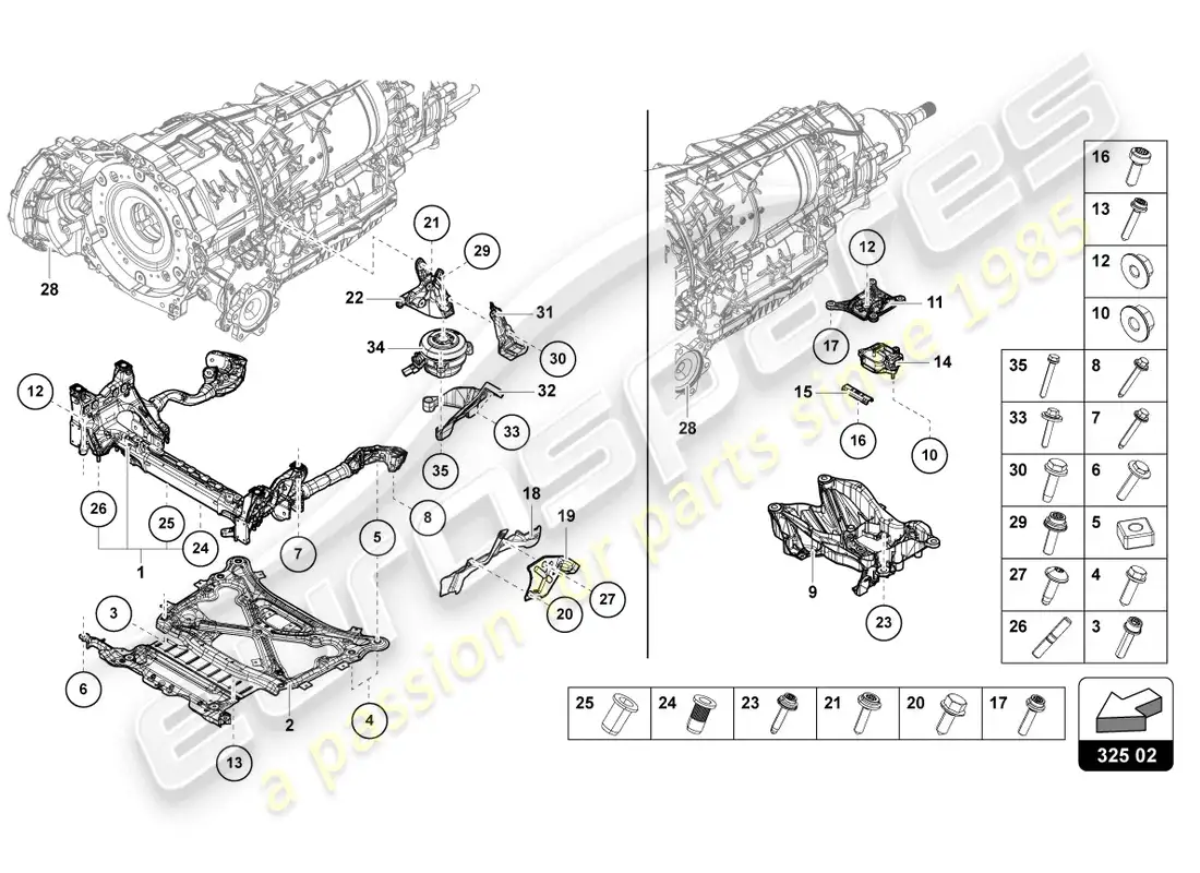lamborghini urus (2021) transmission securing parts parts diagram