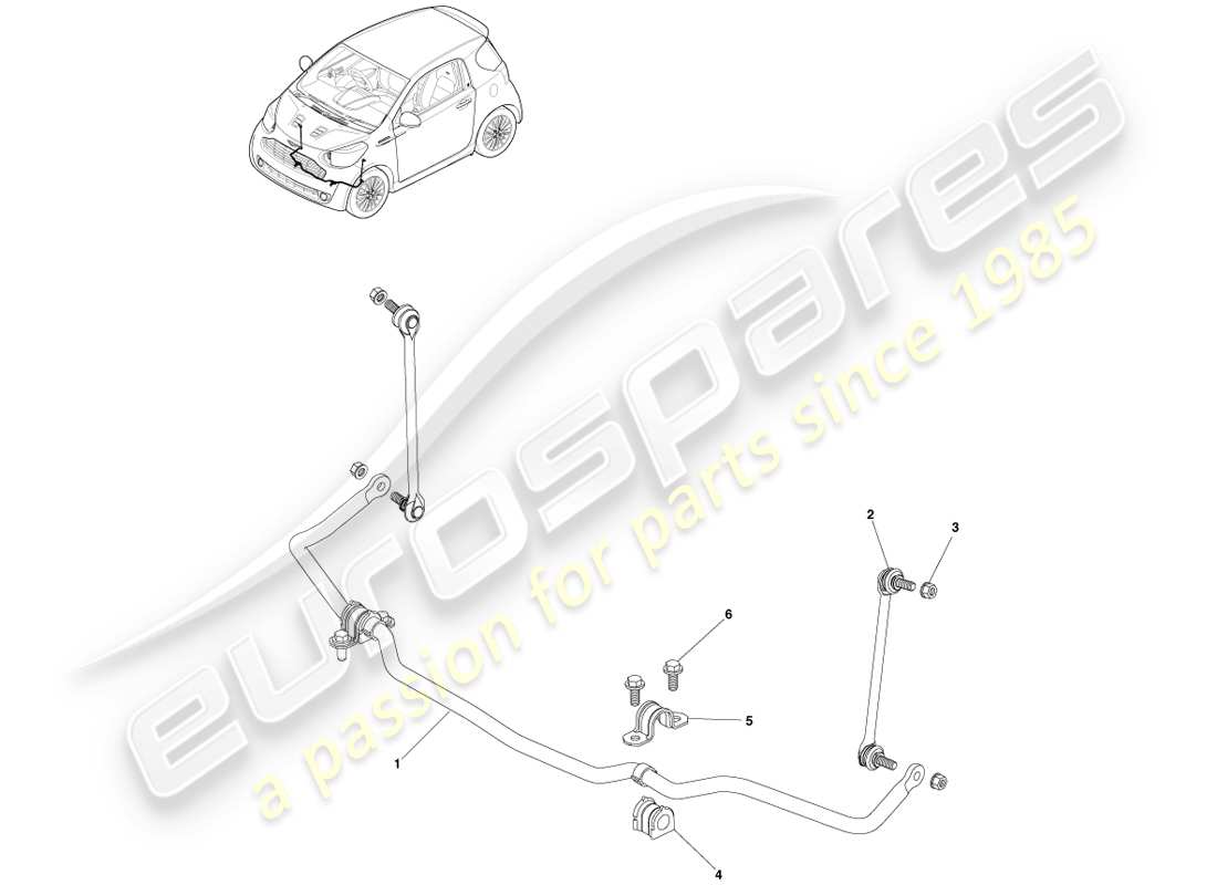 aston martin cygnet (2012) front suspension links and arms part diagram
