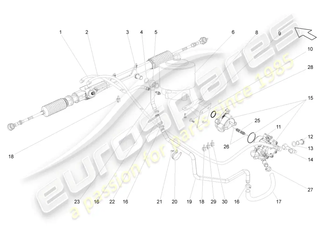 lamborghini gallardo coupe (2005) steering gear parts diagram