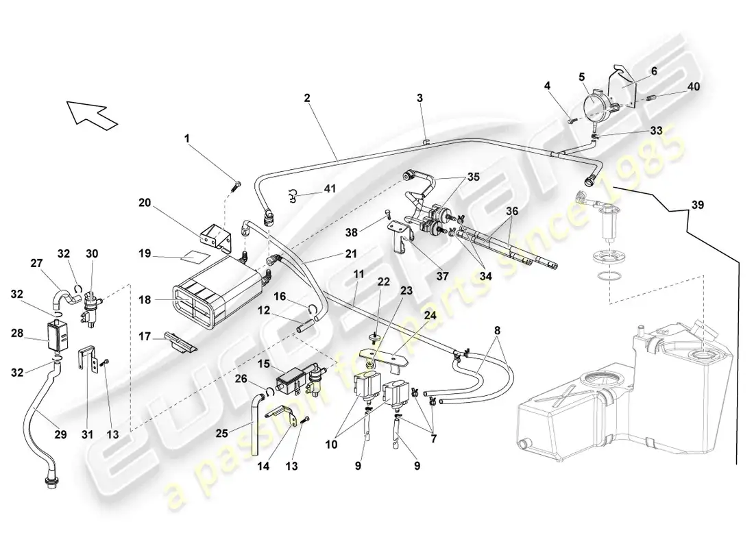 lamborghini gallardo coupe (2007) activated charcoal container parts diagram