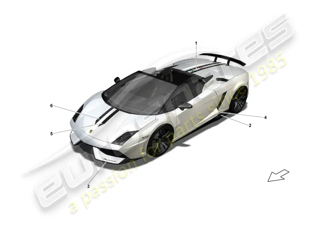 lamborghini lp570-4 spyder performante (2013) decorative adhesive strips parts diagram