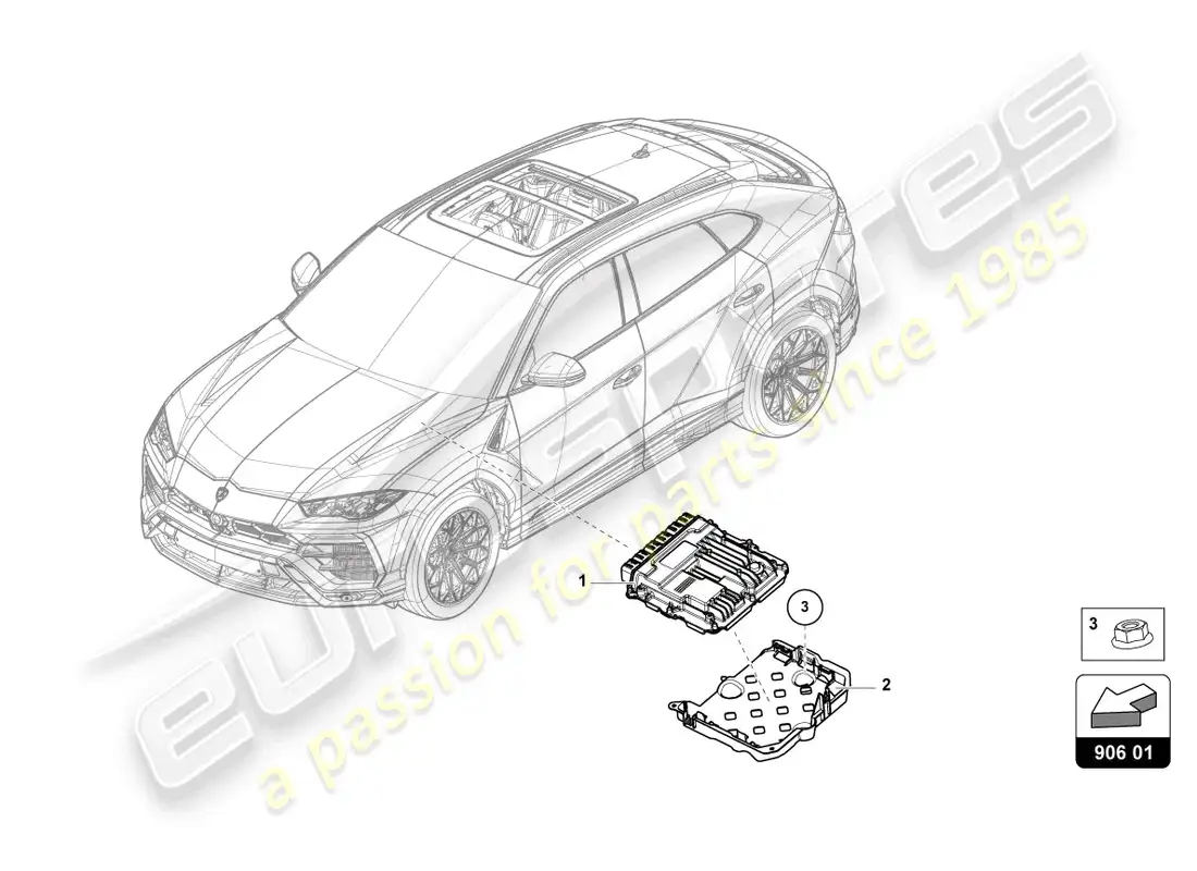 lamborghini urus (2021) control unit for petrol engine parts diagram
