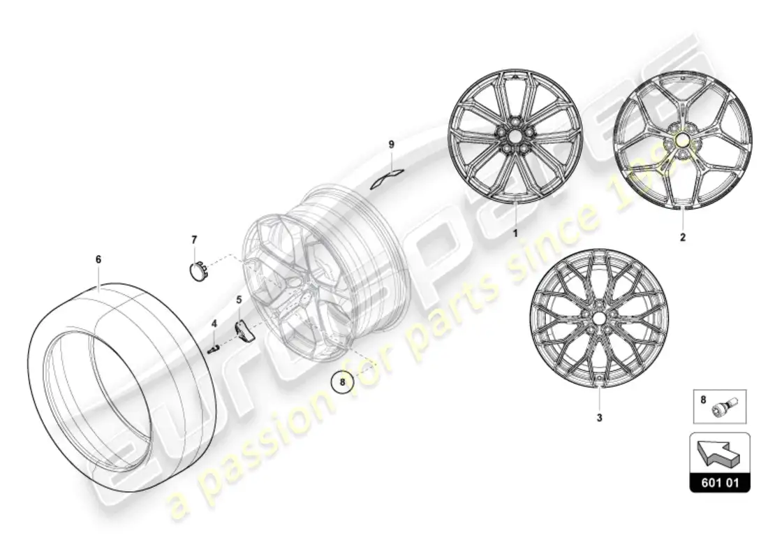 lamborghini revuelto coupe (2024) wheels/tyres parts diagram