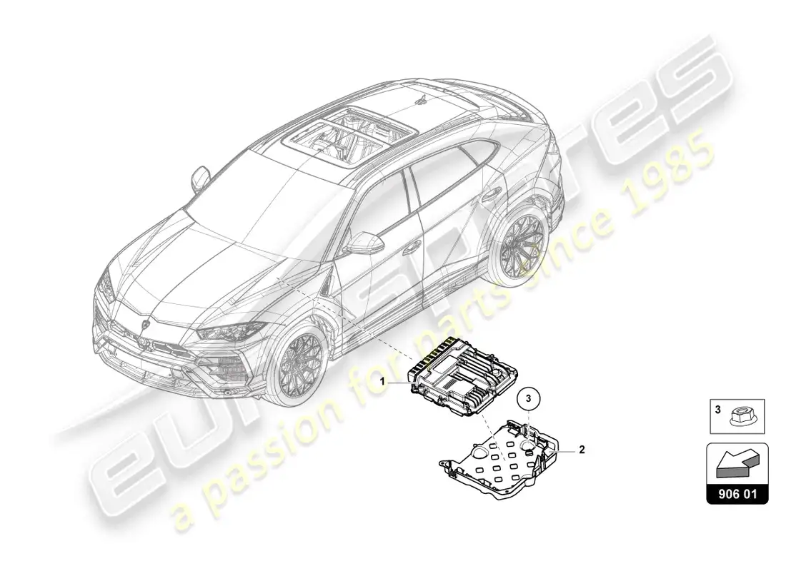lamborghini urus (2022) control unit for petrol engine parts diagram