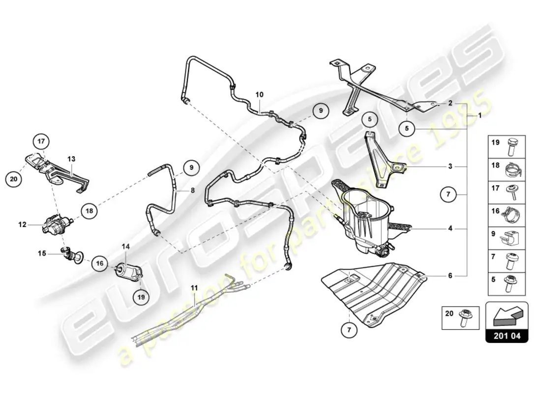 lamborghini urus (2022) vapour container for activated charcoal canister parts diagram