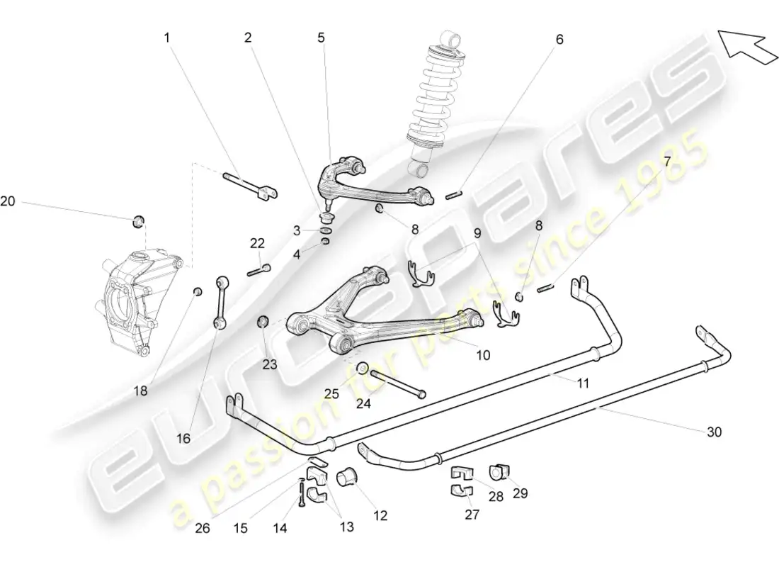 lamborghini gallardo coupe (2005) rear axle parts diagram