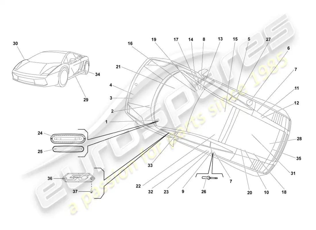 lamborghini lp560-4 coupe fl ii (2014) type plates parts diagram