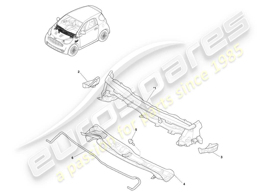 aston martin cygnet (2012) body dash & cowl part diagram