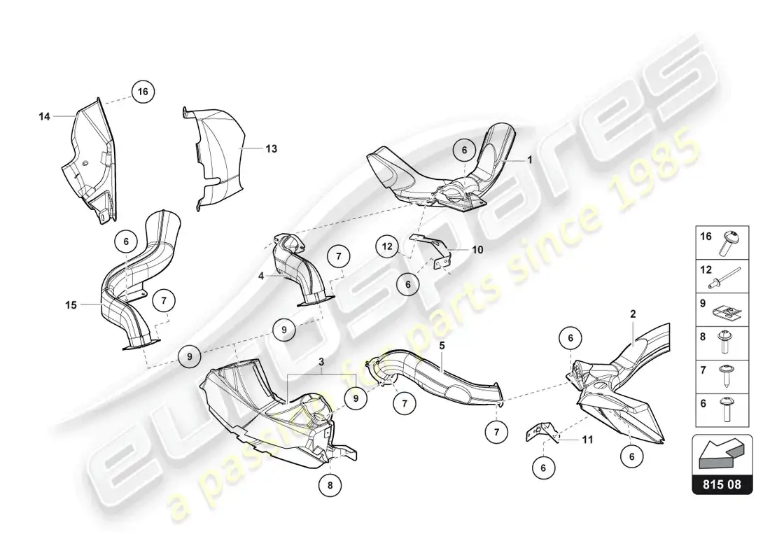 lamborghini ultimae (2022) air duct cardboard parts diagram