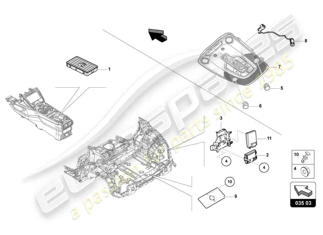 lamborghini urus (2021) electric parts for cellphone preparation parts diagram