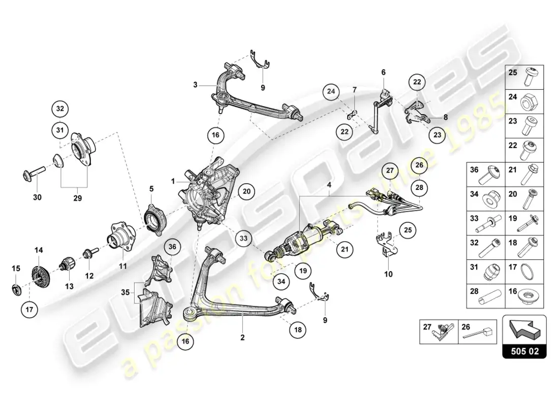 lamborghini evo coupe (2023) guide rear parts diagram
