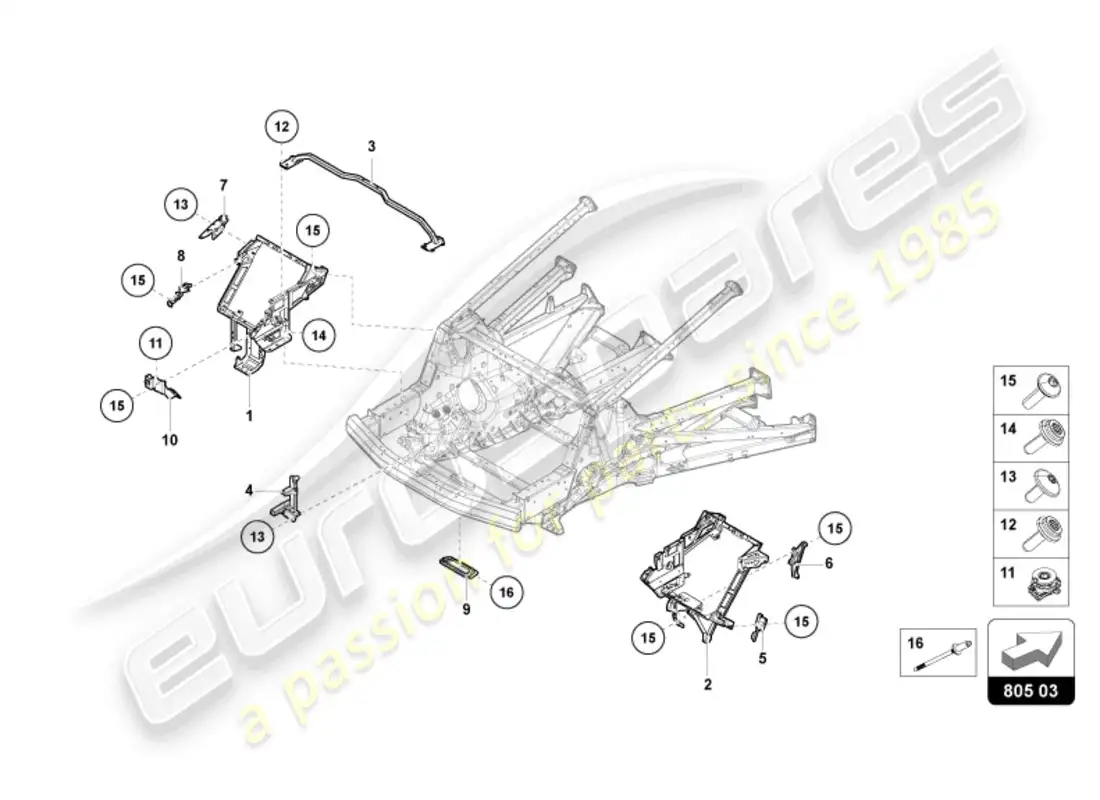 lamborghini revuelto coupe (2024) chassis rear parts diagram