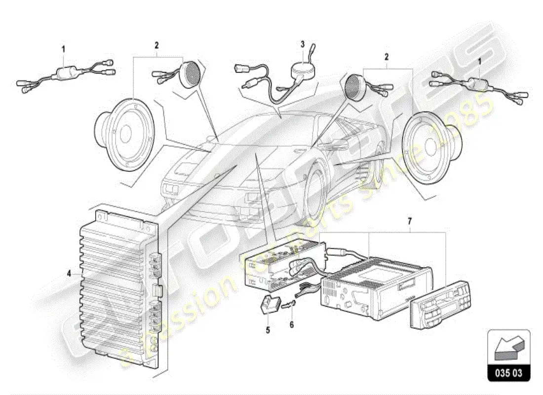 lamborghini diablo vt (1997) radio unit parts diagram