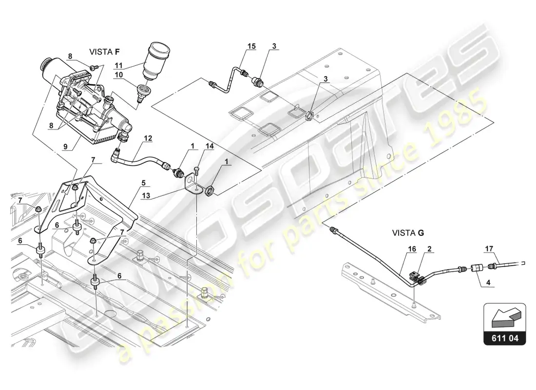 a part diagram from the lamborghini huracan squadra corse parts catalogue