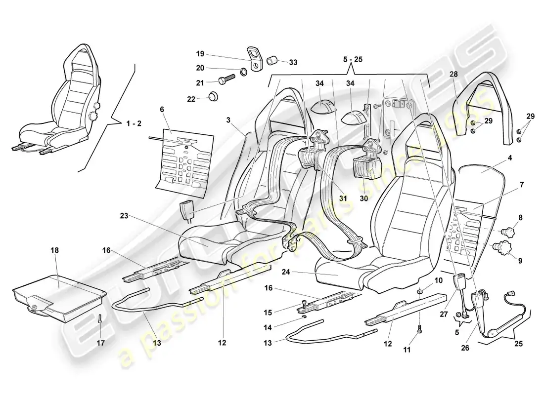 lamborghini lp640 coupe (2010) seat, complete parts diagram